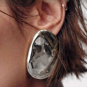 NEW! Zara Statement & Elegant Silver Oval Geometric Abstract Post Earrings